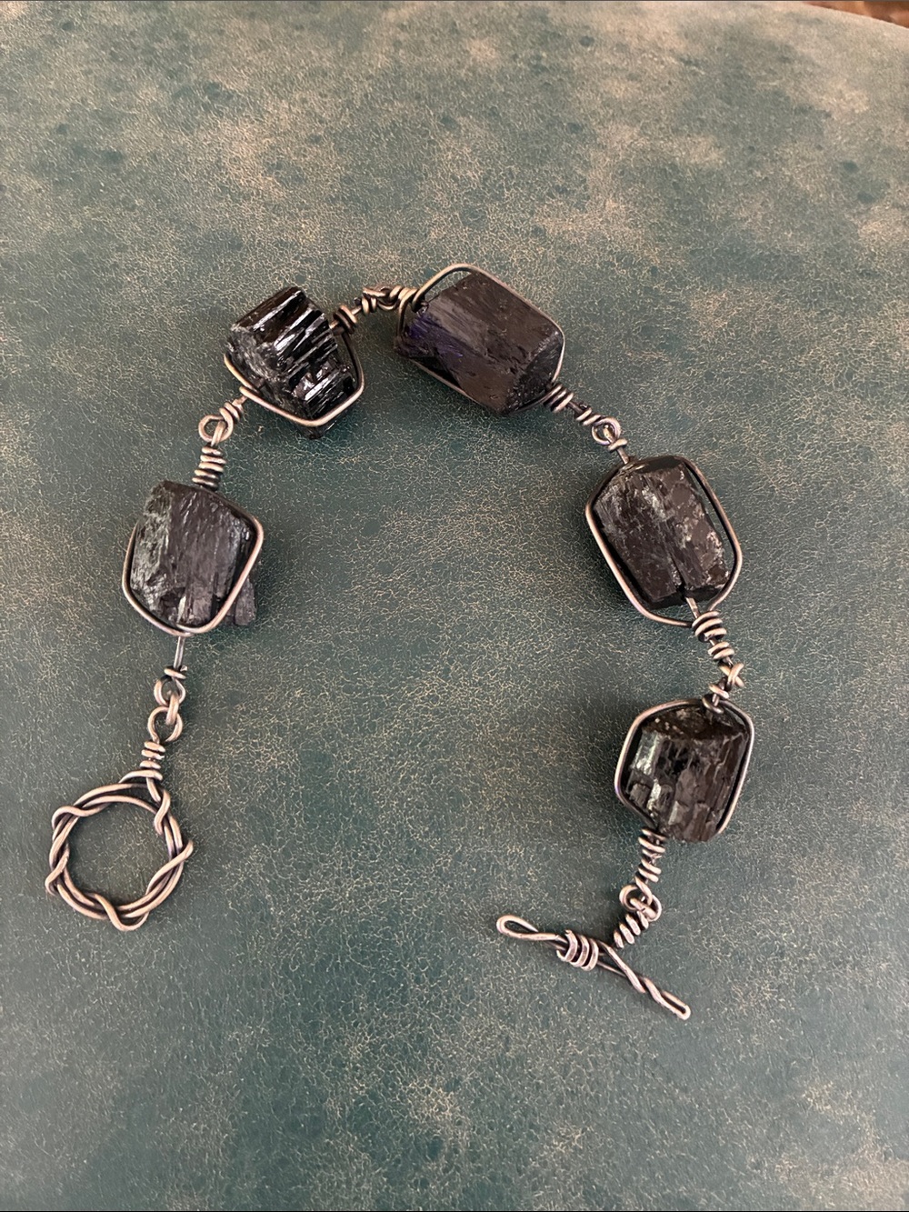 Morgan Dane Black tourmaline. Sterling silver toggle clasp. Fits 6-7 1/2” wrist